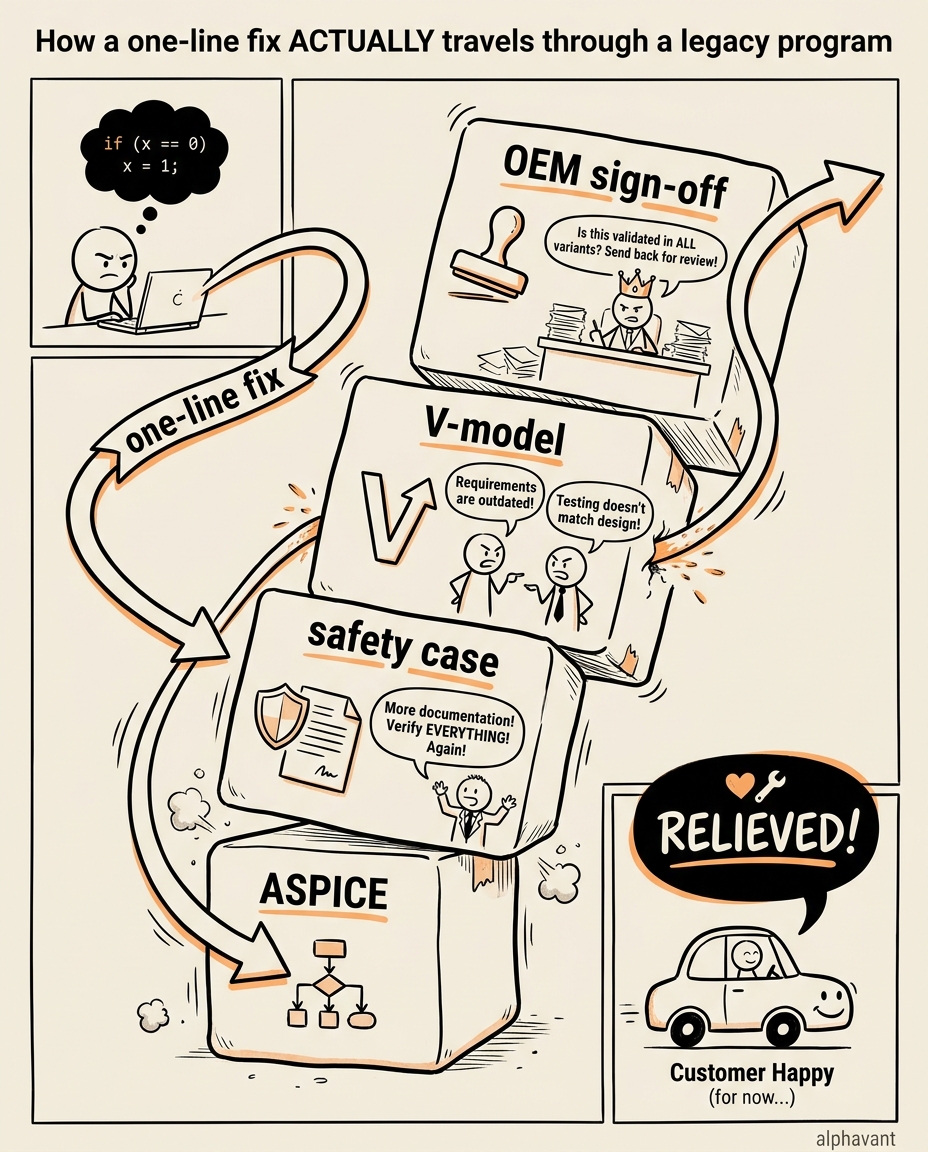 Automotive & mobility software example post visual — insider comic